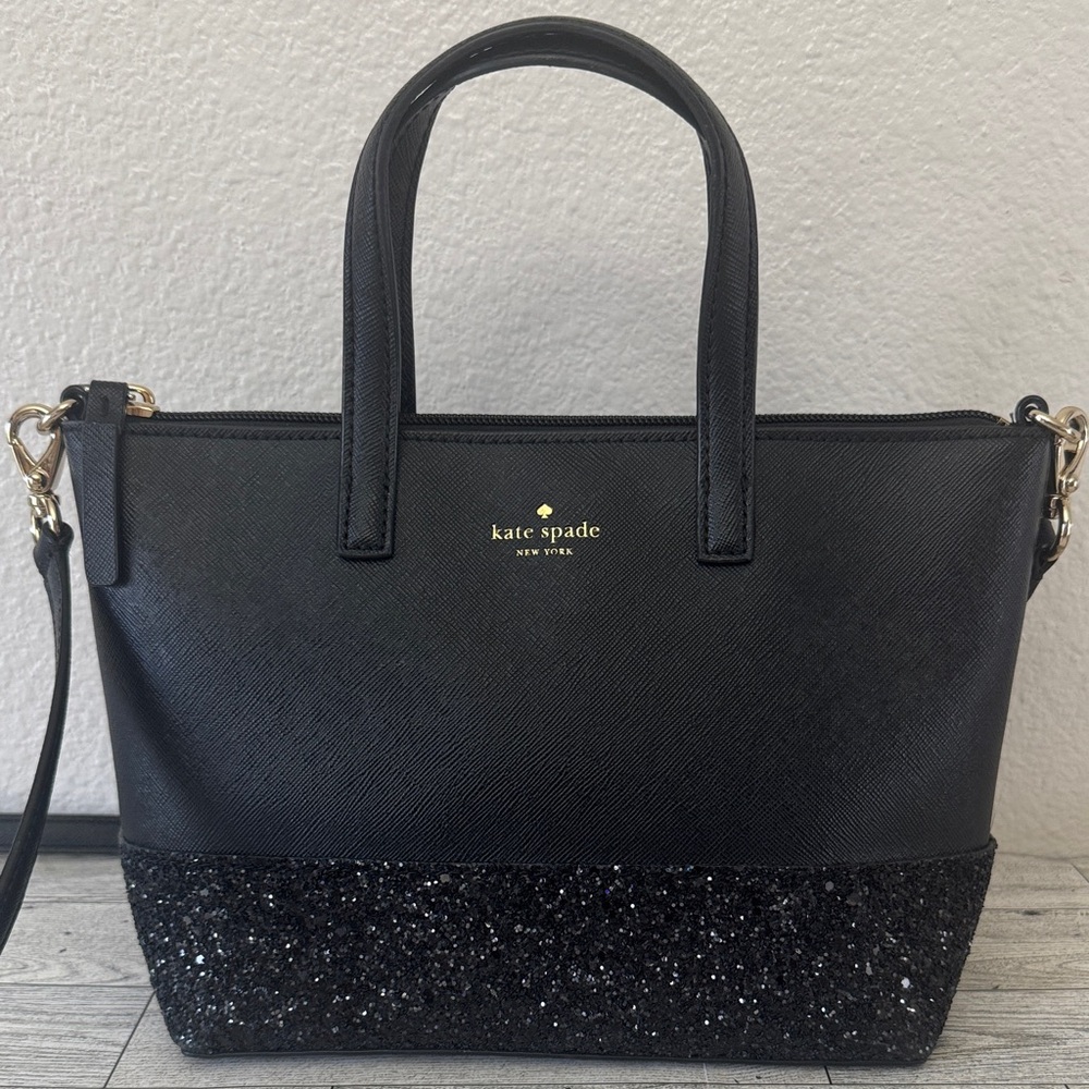 Kate Spade Greta Court Ina Black Glitter Satchel